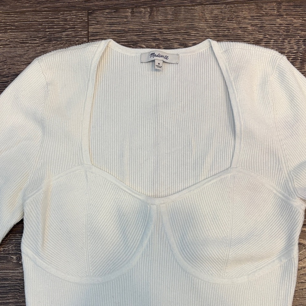 Madewell Ribbed White Top - Picture 3 of 3